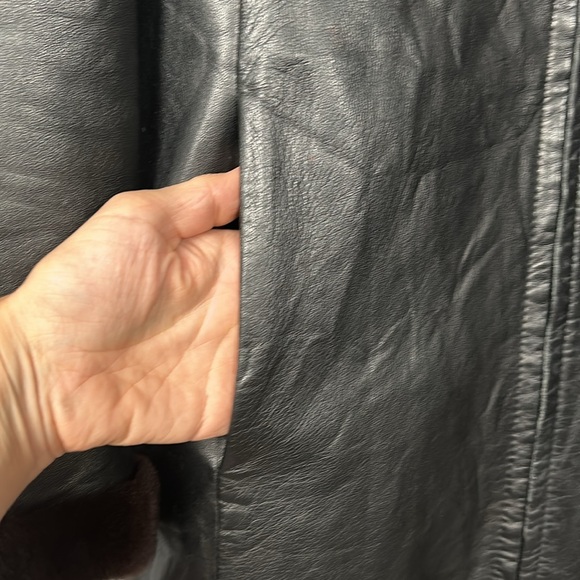 Vintage Black Leather Zipper Front Fur collar, sleeve w faux fur lining size 4-6 - Picture 8 of 16